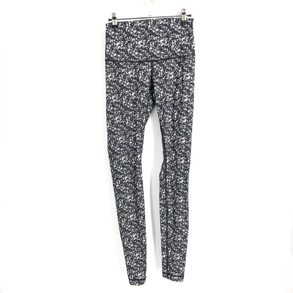 Lululemon Wunder Under Pant Splatter White Black 28" Sz 6 - Picture 2 of 9